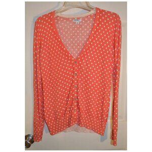 Old Navy Orange Polka Dot Blouse Women's Size M Long Sleeve Button-up Top